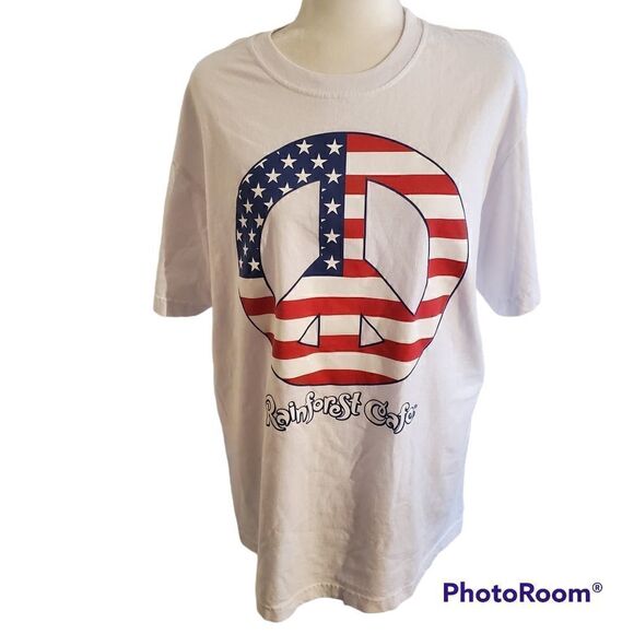 Vintage Peace Patriotic 100% Cotton Novelty Tshirt -Size Large - Picture 2 of 10